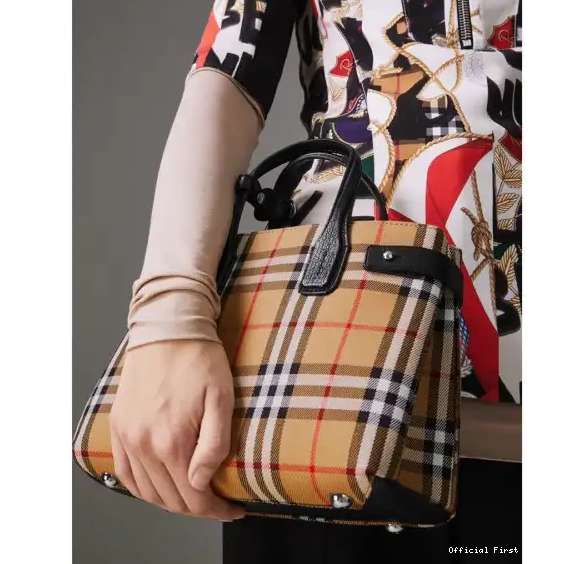 Official FirstBag Ru Check BURBERRY Medium Bowling Bag-30*15*21CM 0504